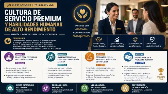 Imagen del curso Curso: Cultura de Servicio Premium y Habilidades Humanas de Alto Rendimiento